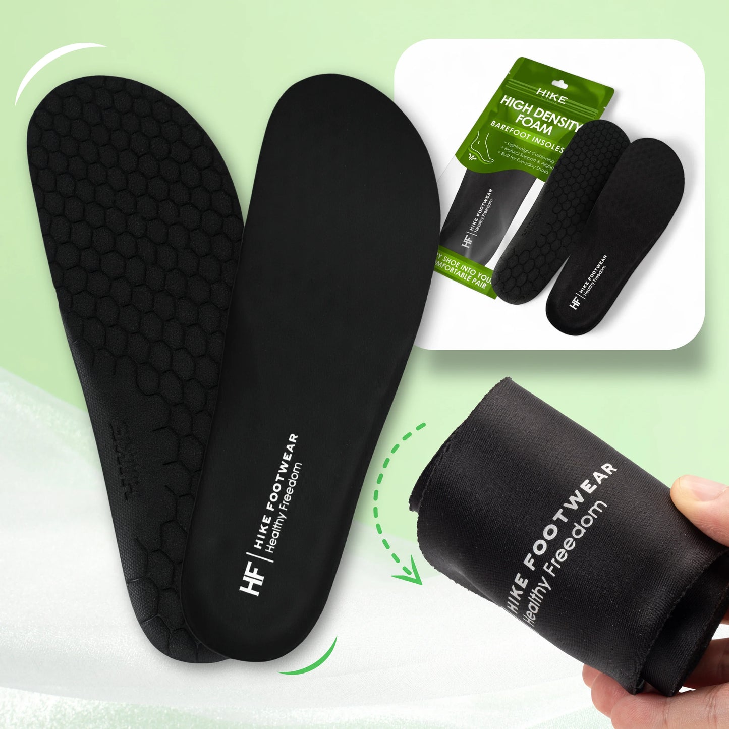 High Density Foam Barefoot Insoles - Lightweight, Non-Slip, & Breathable